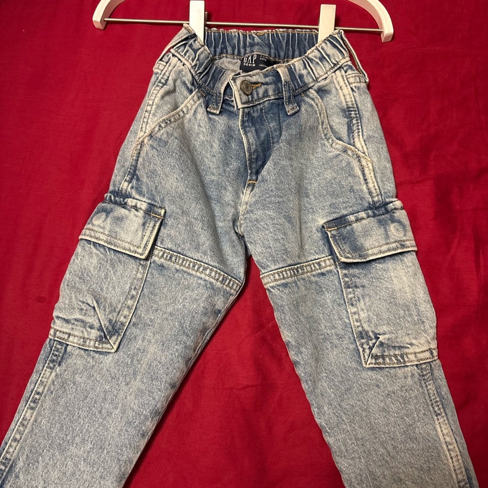 GAP Blue Denim Relaxed Cargo Pants